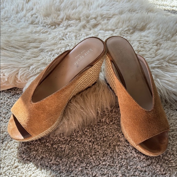 Kate Spade Tan Suede Espadrille Wedge Sandals - Picture 2 of 3